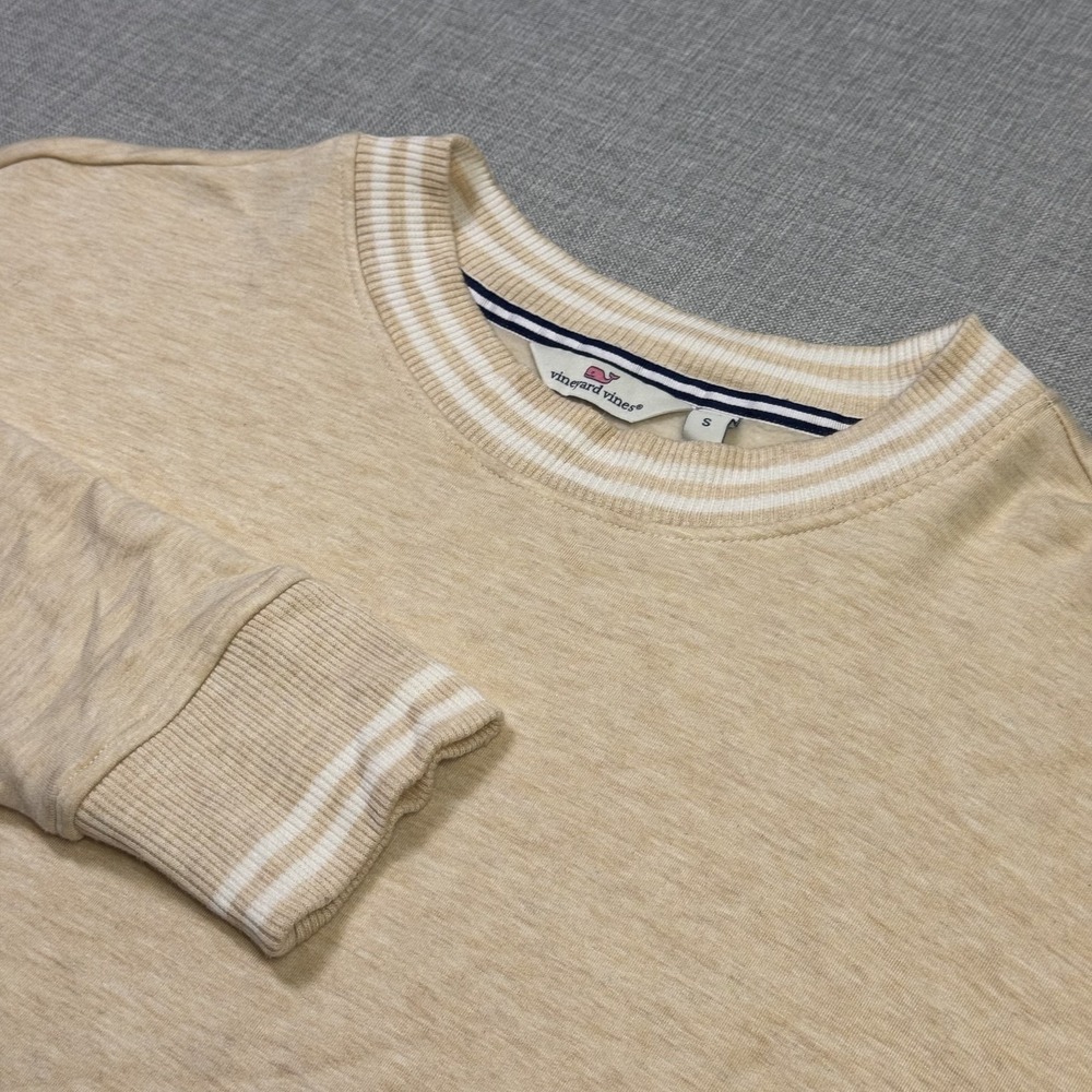 Vineyard Vines Oversized Pullover Sweater Womens Small Beige Crew Neck Stretch